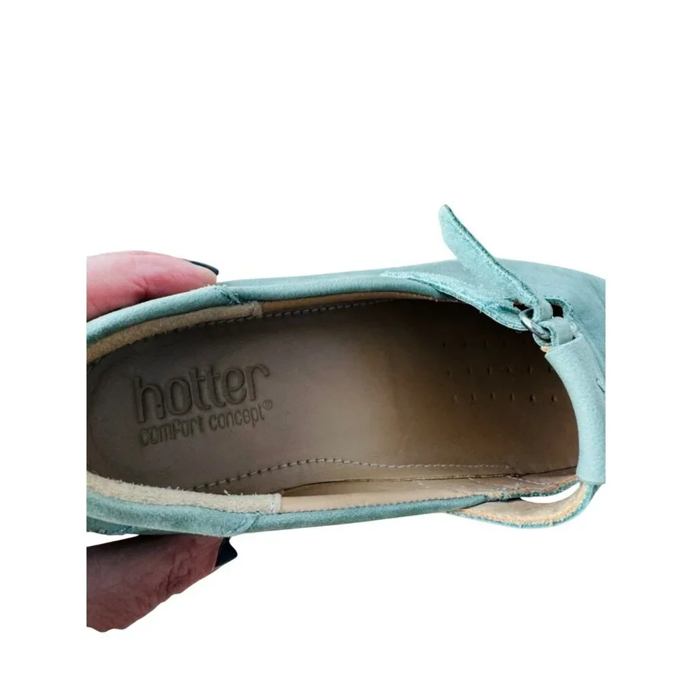 Hotter Comfort Concept Leather Shoes Sunset 8 Teal Green Cushioned Casual Loafer - Picture 8 of 13